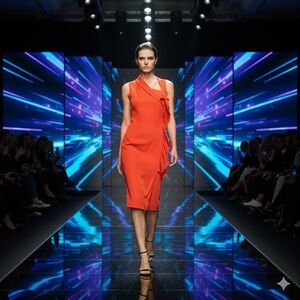 🎀 MAXMARA orange sleeveless midi sheath dress size 10 Italy